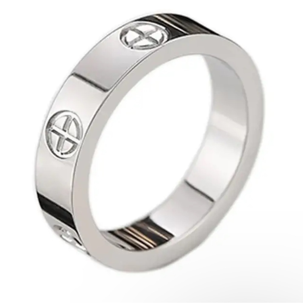 Silver Cross Ring Stainless Steel